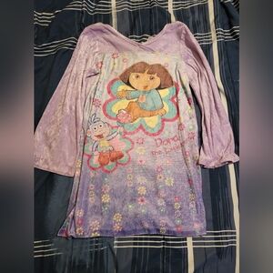 Y2K VTG Nickelodeon Purple Dora The Explorer Kids Pajamas Nightgown SIZE 6T